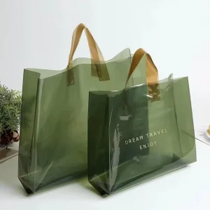 GRS LDPE Square Elegant Soft Handle Bag Supermarket Plastic Packaging Shopping Bag with Custom Logo for Business