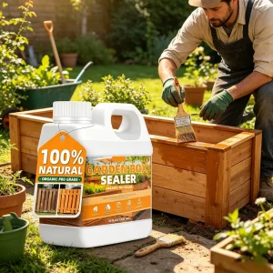 Garden Box Sealer Plant-Based Wood Sealant for Raised Bed Planter and Pet House Protects All Wood Types From Water and Weather Damage