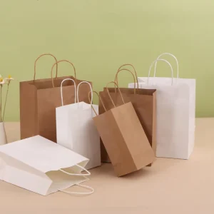 Gift Kraft Paper Bags Small Paper Bags with Handles Bulk Kraft Brown Paper Bags for Bubble Tea Take Away