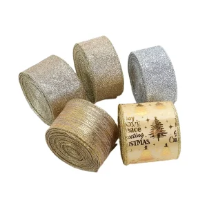 Gift Ribbon Solid Color Glitter Decoration Ribbon Stripe for Packaging