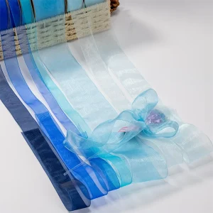 Gift Wrapping 2.5cm Organza Metal Ribbon Rainbow Yarn Gift Chiffon Ribbon for Valentine’s Day