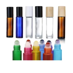 Glass Bottles for Perfume 5ml 10ml Amber Roller Roll on with Metal for Bamboo Lid Screen Printing for Essential Oil