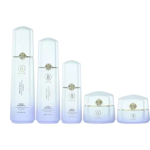 Glass Cosmetic Bottle Set 40ml 100ml 120ml with Gold Cap 30g 50g Clear Cosmetic Hair Set Bottles for Skincare