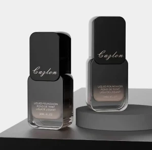 Glass Custom Luxury Foundation Bottle Empty Frosted Screw Cap 20ml 30ml Square Gold Silk Screen Printed