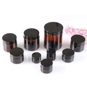 Glass Jar in Stock Cosmetic Cream Packaging 10g 30g 50g 60g 100g Wild-mouth Screw Cap Screen Printed Black Cover