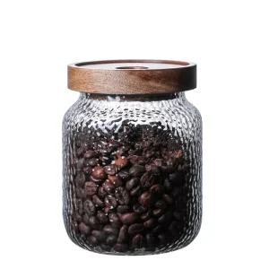 Glass Jars Airtight Bamboo Lids (500ml) for Coffee Tea Olive Oil Jam Pickle Candy Honey Cookie Jelly Salad Storage