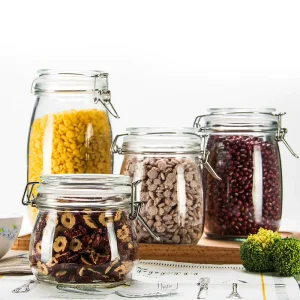 Glass Jars Clamp Airtight with Flip Lid Kitchen Jar Round Square 500ml 750ml 1000ml 1500ml 2000ml