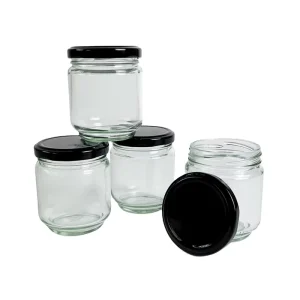 Glass Jars with Lids 50ml 80ml 100ml 150ml 200ml 280ml 500m 730ml Square Glass Jars with Black Metal Lids for Storage Food Honey