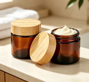 Glass Jars with Wood Lid Cosmetic Glass Jar for Face Cream with Wooden Lid 30ML 50G 100ML