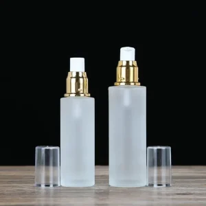 Glass Lotion Pump Bottle 20ml 30ml 40ml 50ml 60ml 80ml 100ml Screw Cap Cylinder Shape in Transparent and Frosted Color