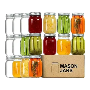 Glass Mason Jar Clear Wide Mouth Glass Mason Storage Jars 5oz 8oz 12oz 16oz 33oz Metal Lid for Jam Honey Pickle Food Packaging