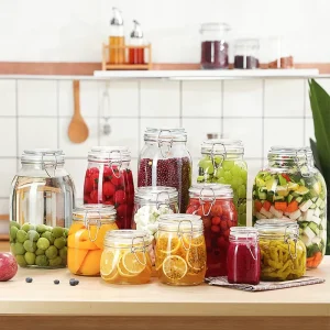 Glass Storage Jars Food Juice Jam Freshness Carabiner Glass Sealed Jar Vase Canister Storage Jars for Grain Dry Fruit