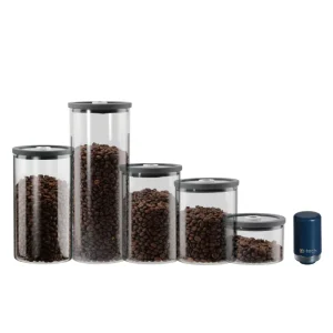 Glass Vacuum Airtight Jar for Food Storage BPA Free Transparent Canister Insect proof Dishwasher Safe Design for