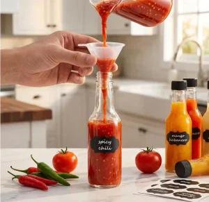 Glass Vanilla Extract Bottles 5 oz with Lids Shrink Band and Funnel Glass Woozy Bottles Hot Sauce Bottles