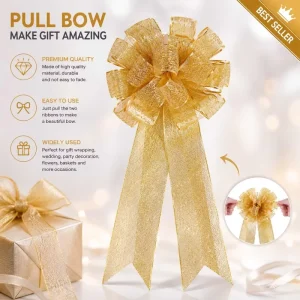 Glitter Mesh Pull Bow Ribbon Luxury Gift Box Decoration for Christmas Wedding Packaging OEM Factory