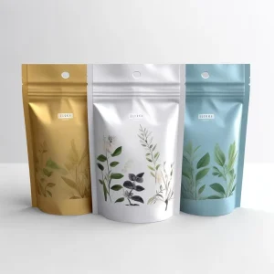 Glossy White Quad Seal Pouch Custom Aluminum Foil Bag with Transparent Window Plastic Nut Packaging Bag