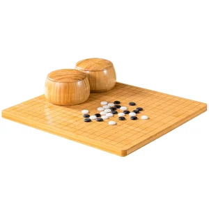 Go Game Set Indoor Children’s Go Board Gift Box with Melamine Stones and Bowls Foldable Wooden Bamboo Board