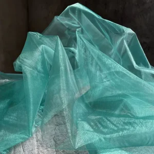 Gradient Bright Silk Glass Organza Fabric Shiny White Pearl Yarn for Dresses Decorative Cloth