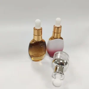 Gradient Color 30ml Glass Serum Bottle Custom Cosmetic Skin Care Packaging Color Essential Oil Dropper Bottle 1oz