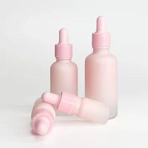 Gradient Pink Glass Refillable Serum Dropper Bottle Cylinder 30ml 50ml 100ml Essential Hair Oil Cosmetic Pipette Bottle