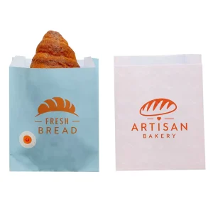Greaseproof Bread Paper Bag for Croissant Pastry Bakery Packaging Custom Logo White Kraft To Go Bags
