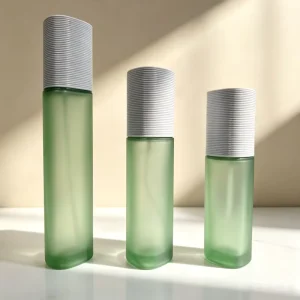 Green Unique Shaped Triangle Thick Walled Cosmetic Bottles 80 100 120 150ml Containers for Serum Lotion Facial Mist Spray