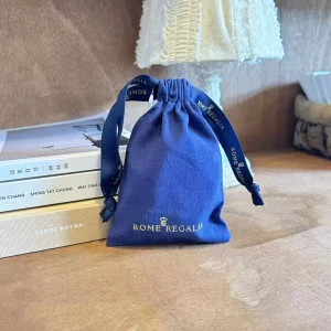 Grey Blue Reusable Cotton Pouch Drawstring Dust Bag Small Medium Large Soft Custom Logo