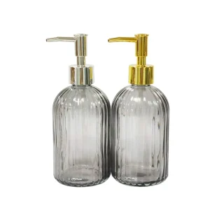 Grey Shampoo Bottles Empty 250ml 500ml Glass Container with Pump Cap for Hair Gel and Lotion