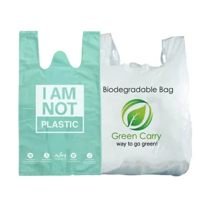 Guangzhou Lefeng Factory Custom Compostable Shopping Bag Biodegradable Grocery T Shirt Bag Plastic T Shirt Bags With Logo