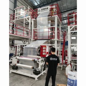 HDPE LDPE PVC Two-layer PE Film Blowing Machine PLC-controlled System 100kg/h Output Easy-to-Operate for Manufacturing Plants