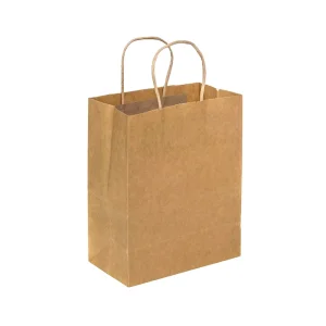 Handle Biodegradable Paper Bags Logo Brown Kraft Paper Gravure Printing Supermarket Promotion Exhibition Custom Size Accepted