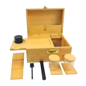 Handmade Bamboo Stash Box with Lock and Rolling Tray Large Rectangle Wood Storage for Smoking Accessories Best Gift
