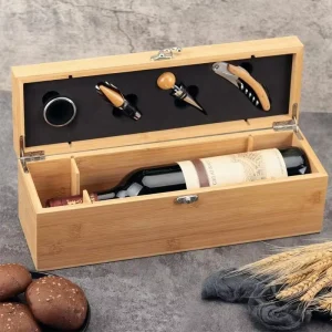Handmade Bamboo Wine Storage Box Customized Pattern LOGO Rectangular Fine Winery Gift Wine Box Made From Wood