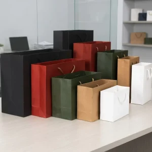 Handmade Biodegradable White Kraft Paper Tote Bags with Drawstring Handles for Boutique Gifts Jewelry Shoes & Clothing Packaging