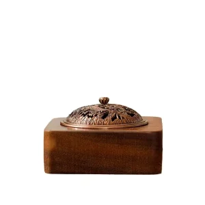Handmade Square Bamboo Incense Burner Box with Laser Engraved Copper Lid Jiangxi Origin Gift Craft Item