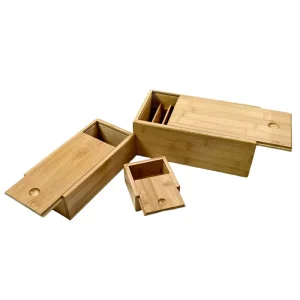 Handmade Storage Wooden Gift Box with Sliding Lid Unfinished Bamboo for Crafts or Candles
