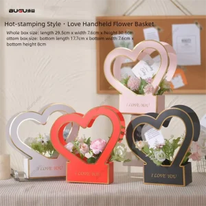 Heart Shaped Floral Bouquets Favor Box Paper Gift Box for Anniversary Birthday Decorations Valentine’s Day Elegant Floral Design