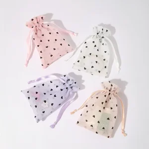 Heart shaped Sheer Organza Drawstring Bag Affordable Mesh Gift Pouch for Wedding Favors Baby Showers Jewelry Cosmetics