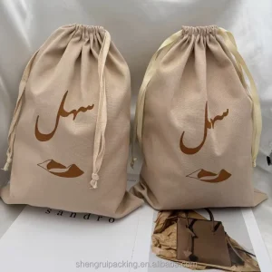 Heavy Duty 230gsm Cotton Canvas Shoes Boots Dust Bag Biodegradable Ribbon Drawstring Cotton Tools Storage Bag