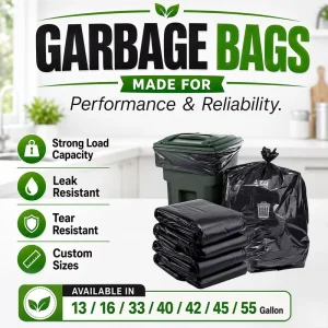 Heavy Duty Black LDPE HDPE Industrial Trash Bin Liners Side Gusset Garbage Bags Recyclable 900×1200 China Supply