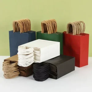 Heavy Duty Custom Kraft Take Away Brown Paper Shopping Bags with Handles Bulk Small Business Merchandise Gift Wrapping