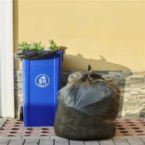 Heavy Duty Durable PE Garbage Bags Large Plastic Trash Bags with Flat Seal Star Seal Tie Top for Packaging Waste