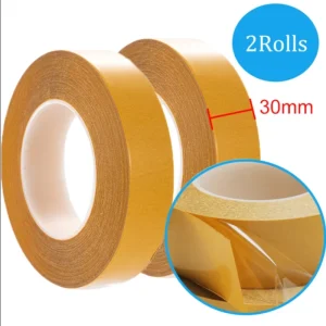High Adhesion Acrylic Pressure Sensitive Double Sided Adhesive Tape PET Film Yellow Liner Box Pasting Heat Resistant