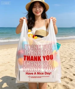 High Bearing Plastic Vest Bags Scratch Resistant and Reusable OEM Custom Logo From Professional Factory