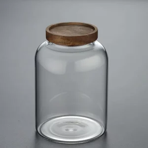 High Borosilicate Clear Glass Storage Jars Airtight Kitchen Food Containers with Lids Storage Bottles & Jars