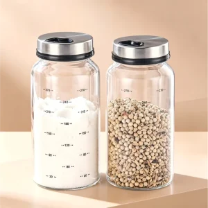 High Borosilicate Glass Swivel Lid Spice Jar Stainless Steel Cap Lightweight Eco Friendly Non Toxic for Kitchen Camping Use