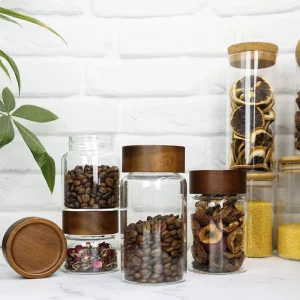 High Borosilicate Heat Resistant Glass Food Grade Spice Storage Jar with Aluminum Lid Screen Printed Custom Logo