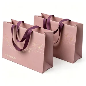 High End Eco Friendly White Cardboard Retail Shopping Bag Reinforced Ribbon Handles for Apparel Shoe Store Brand Gift Packaging