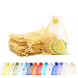 High End Transparent Organza Storage Pouch with Double Satin Drawstring for Pearl and Gift Use