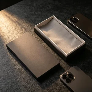 High Grade Rigid Paper Tian Di Cover Gift Box Embossed Brand Logo Velvet Inner Liner Packaging Box for Luxury Metal Phone Case